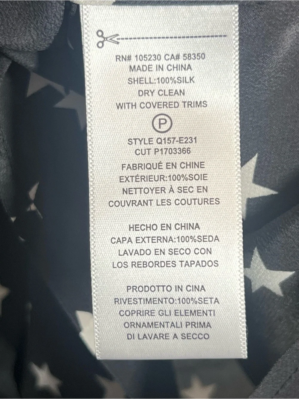 NWT Equipment Slim Signature Silk Shirt Bl White Star Print Size XL